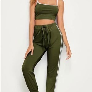crop cami top with drawstring waist pants